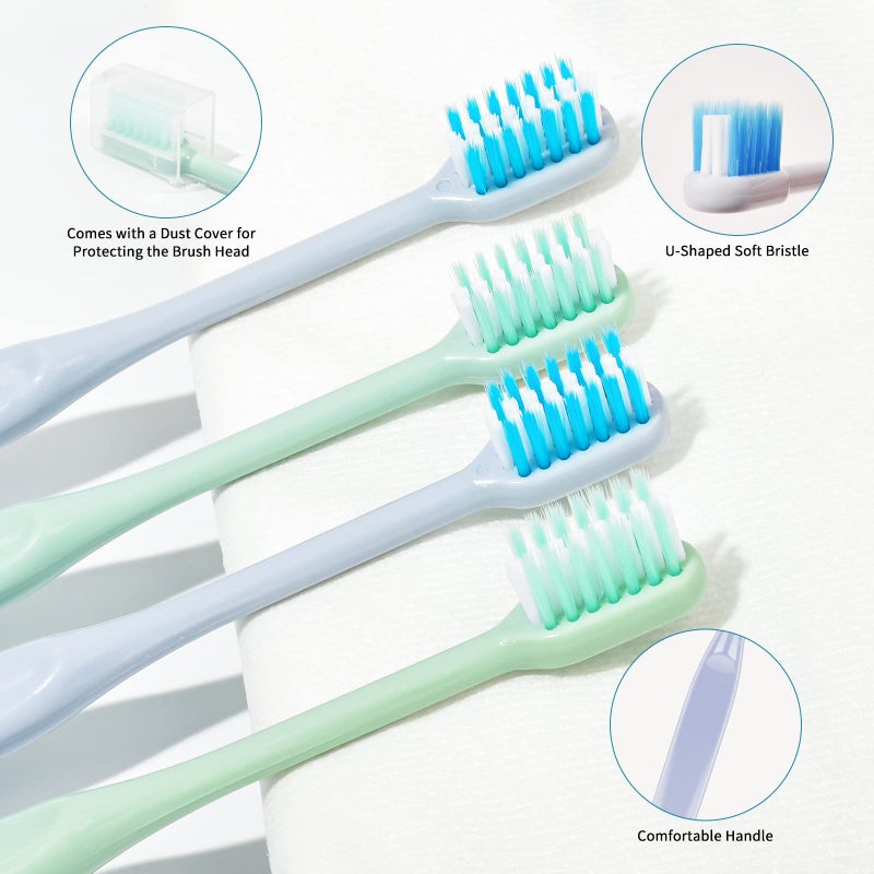 Y-Kelin 4 Pcs U-Shaped Orthodontic Toothbrush Soft Bristle with 4 Toothbrush Head Cover for Orthodontic People Effective Cleaning Teeth - Image 4